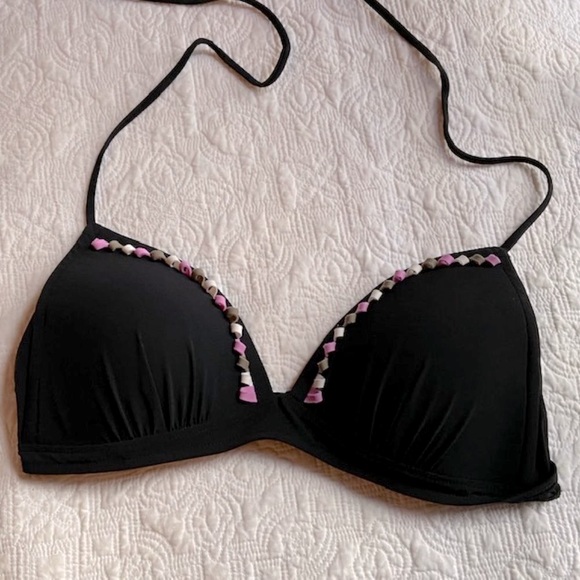 Lidea Black Bikini with Pink and Cream Trim - Picture 9 of 14